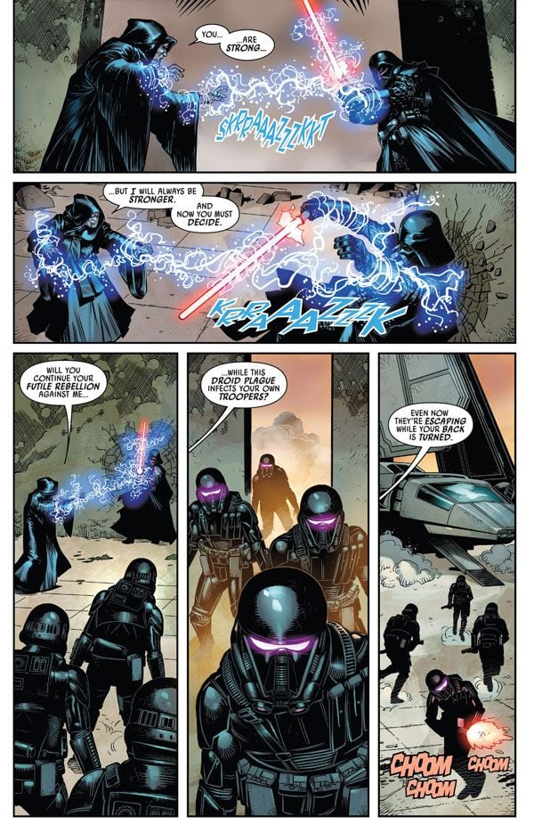 Emperor Palpatine electrocutes Darth Vader